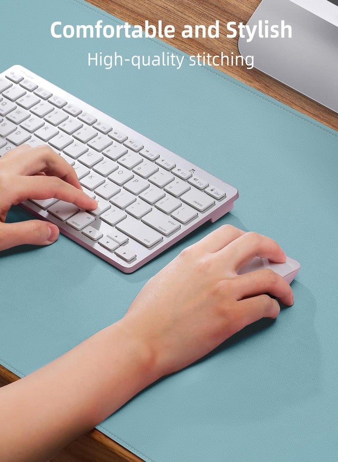 AFIING Leather Desk Pad Protector, Mouse Pad, Office Desk Mat, Non-Slip PU Leather Desk Blotter, Laptop Desk Pad, Waterproof Desk Writing Pad for Office and Home (Teal, 31.5" x 15.7") - Image 3