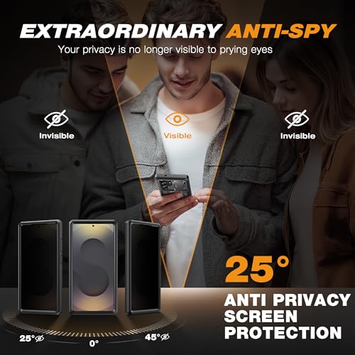 TONGATE for Samsung Galaxy S24 Ultra Case, [with Privacy Screen Protector & Slide Camera Cover] [2 Front Frames] Full-Body Heavy Duty S24 Ultra Case with Stand & Belt Clip Holster, Black Privacy 6.8" - Image 3