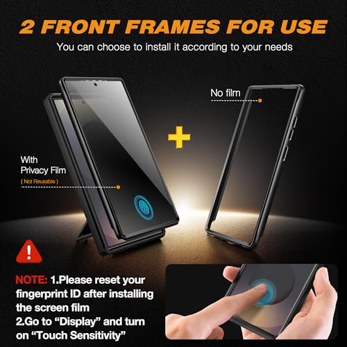 TONGATE for Samsung Galaxy S24 Ultra Case, [with Privacy Screen Protector & Slide Camera Cover] [2 Front Frames] Full-Body Heavy Duty S24 Ultra Case with Stand & Belt Clip Holster, Black Privacy 6.8" - Image 5