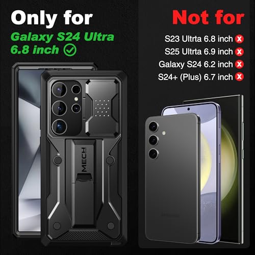 TONGATE for Samsung Galaxy S24 Ultra Case, [with Privacy Screen Protector & Slide Camera Cover] [2 Front Frames] Full-Body Heavy Duty S24 Ultra Case with Stand & Belt Clip Holster, Black Privacy 6.8" - Image 2