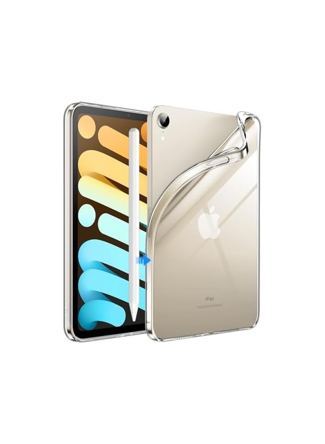 جي تيك حافظة لجهاز iPad mini (A17 Pro، موديل 2024، الجيل السابع) / mini 6 (موديل 2021، الجيل السادس)، غطاء لوحي ناعم وشفاف مقاوم للصدمات من مادة TPU (شفاف) - Image 1