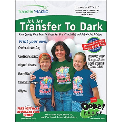 Transfer Magic ورق نقل الحبر النفاث السحري FXTD-5 للأقمشة الداكنة (عبوة 5)، 8.5" × 11" - Image 2