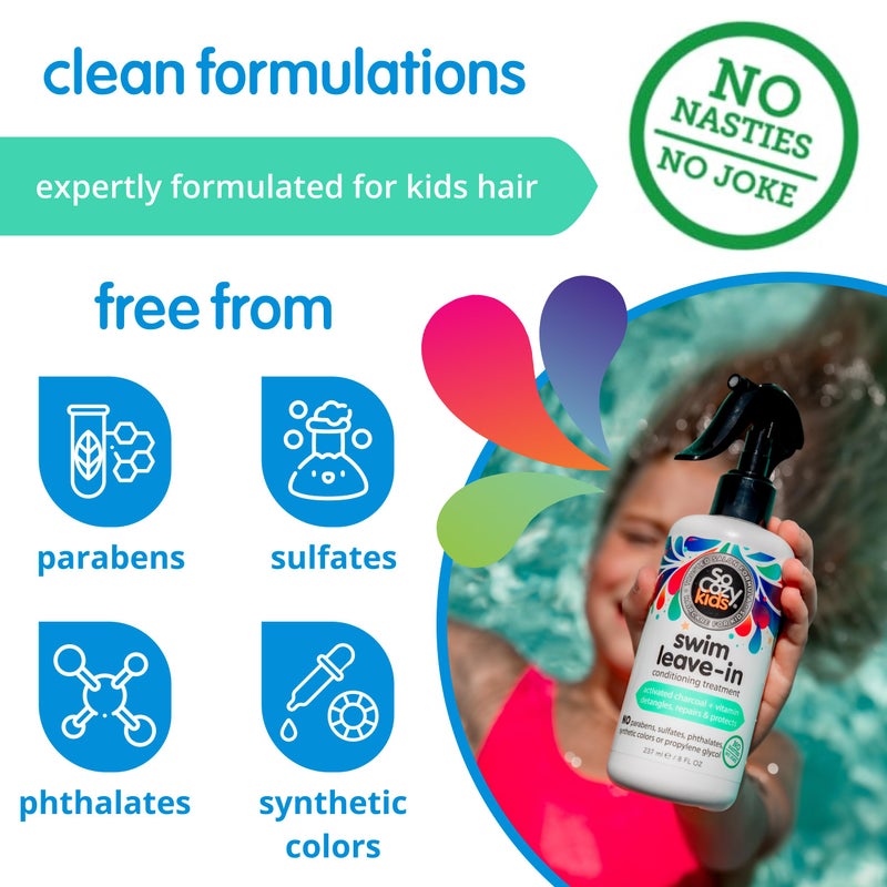 SO COZY SoCozy Swim Leave In Conditioner Spray & Treatment for Kids Hair (8 Fl Oz) Protects & Repairs Pool, Sun & Salt Damaged Hair, Gentle Formula with Activated Charcoal, Vitamin B5 & Sunflower Seed Extract - Image 5