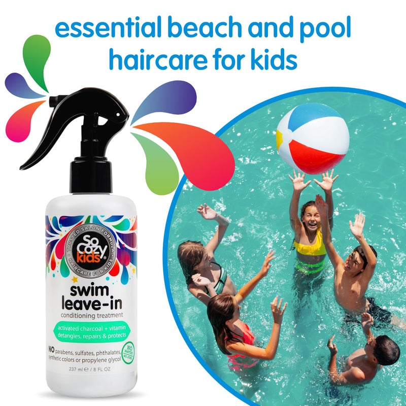 SO COZY SoCozy Swim Leave In Conditioner Spray & Treatment for Kids Hair (8 Fl Oz) Protects & Repairs Pool, Sun & Salt Damaged Hair, Gentle Formula with Activated Charcoal, Vitamin B5 & Sunflower Seed Extract - Image 2