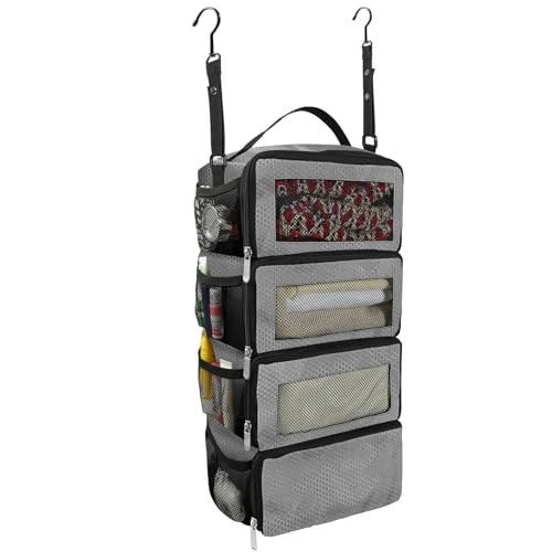 Olosar Suitcase Organizer, Travel Luggage Organizer Portable Hanging Travel Shelves Collapsible Hanging Packing Cubes for Carry on Suitcase, Grey - Image 1
