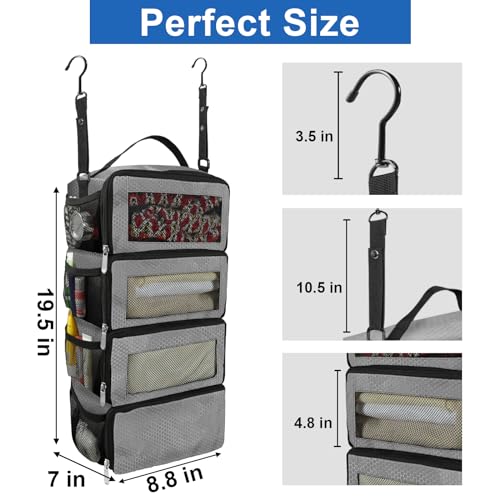 Olosar Suitcase Organizer, Travel Luggage Organizer Portable Hanging Travel Shelves Collapsible Hanging Packing Cubes for Carry on Suitcase, Grey - Image 4