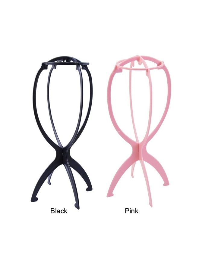 yantaisiyu 2 PCS 14.2 Inches Wig Stands Wig Head Stand Travel Wig Stand Portable Wig Holder for Women Wigs Display Stand (Black) - Image 2