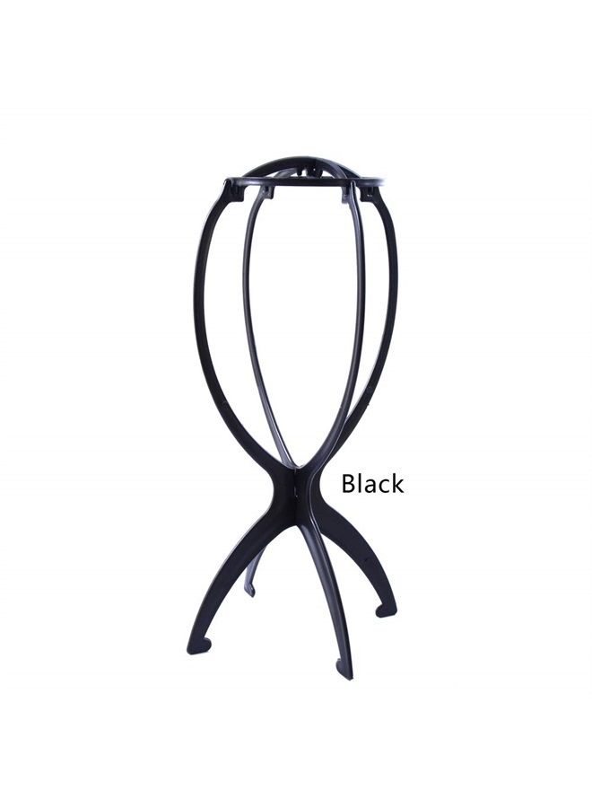yantaisiyu 2 PCS 14.2 Inches Wig Stands Wig Head Stand Travel Wig Stand Portable Wig Holder for Women Wigs Display Stand (Black) - Image 3