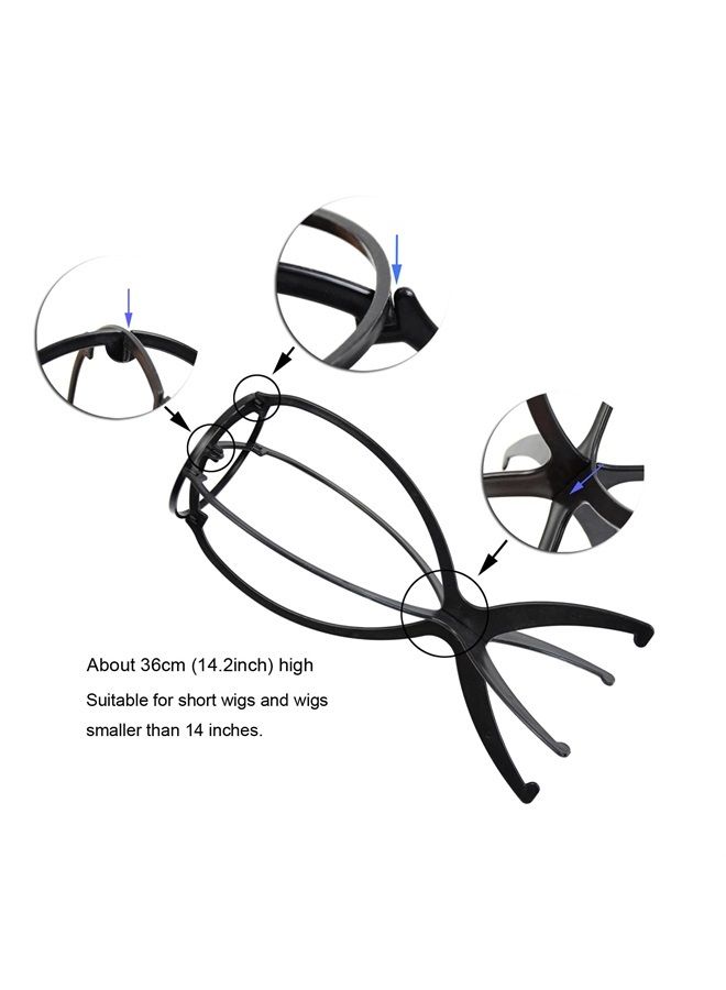 yantaisiyu 2 PCS 14.2 Inches Wig Stands Wig Head Stand Travel Wig Stand Portable Wig Holder for Women Wigs Display Stand (Black) - Image 4