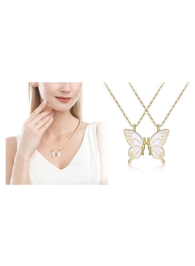 KASTWAVE Butterfly Friendship Necklace, 2PC Butterfly Necklaces for Women, Butterfly Pendant Necklace, BFF Necklace for 2, Women and Girl Friends Birthday Gifts (Gold) - Image 1