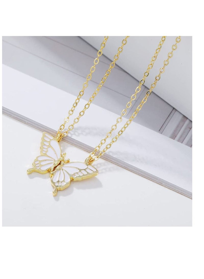 KASTWAVE Butterfly Friendship Necklace, 2PC Butterfly Necklaces for Women, Butterfly Pendant Necklace, BFF Necklace for 2, Women and Girl Friends Birthday Gifts (Gold) - Image 2