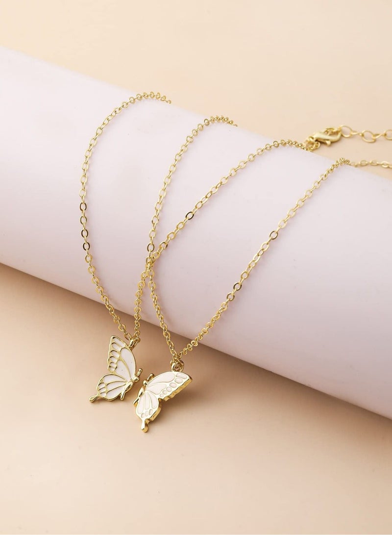 KASTWAVE Butterfly Friendship Necklace, 2PC Butterfly Necklaces for Women, Butterfly Pendant Necklace, BFF Necklace for 2, Women and Girl Friends Birthday Gifts (Gold) - Image 4