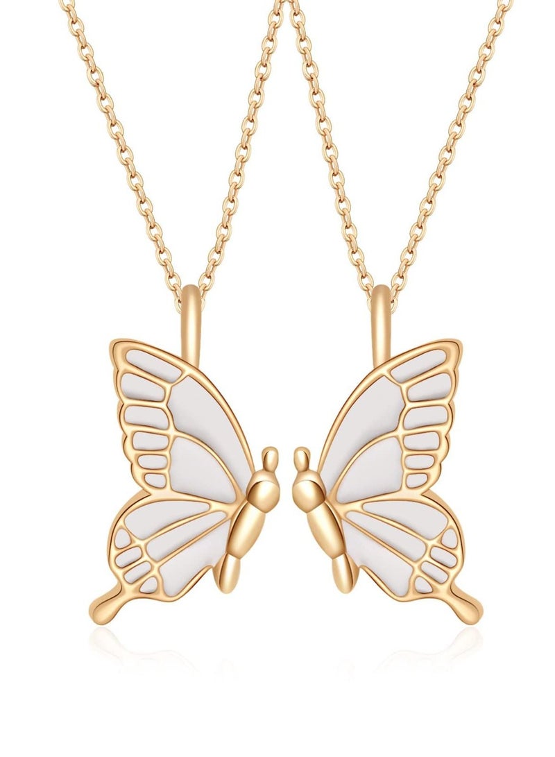 KASTWAVE Butterfly Friendship Necklace, 2PC Butterfly Necklaces for Women, Butterfly Pendant Necklace, BFF Necklace for 2, Women and Girl Friends Birthday Gifts (Gold) - Image 3