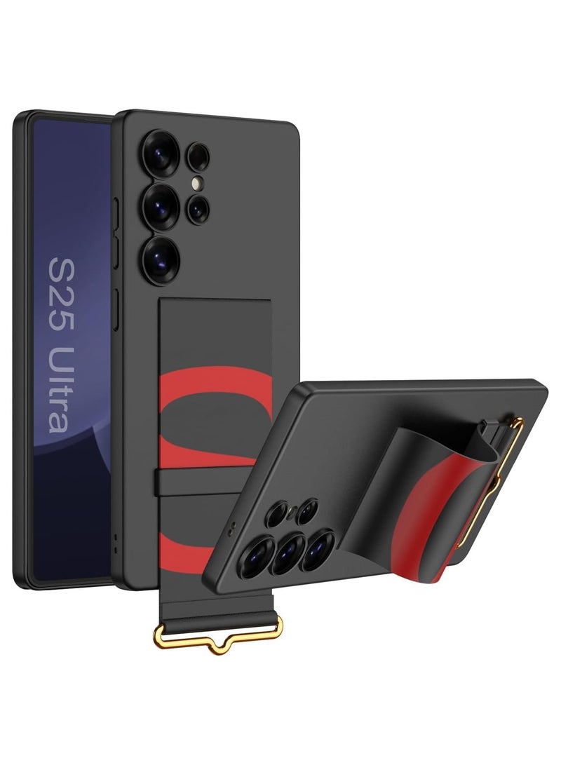 general Case for Galaxy S25  S25 Plus S25 Ultra, with Hand Strap Stand, Ultra-thin Hard Shockproof PC + Adjustable Polyurethane Leather Wristband Mobile Phone Case for S25  S25 Plus S25 Ultra 2025 - Image 1