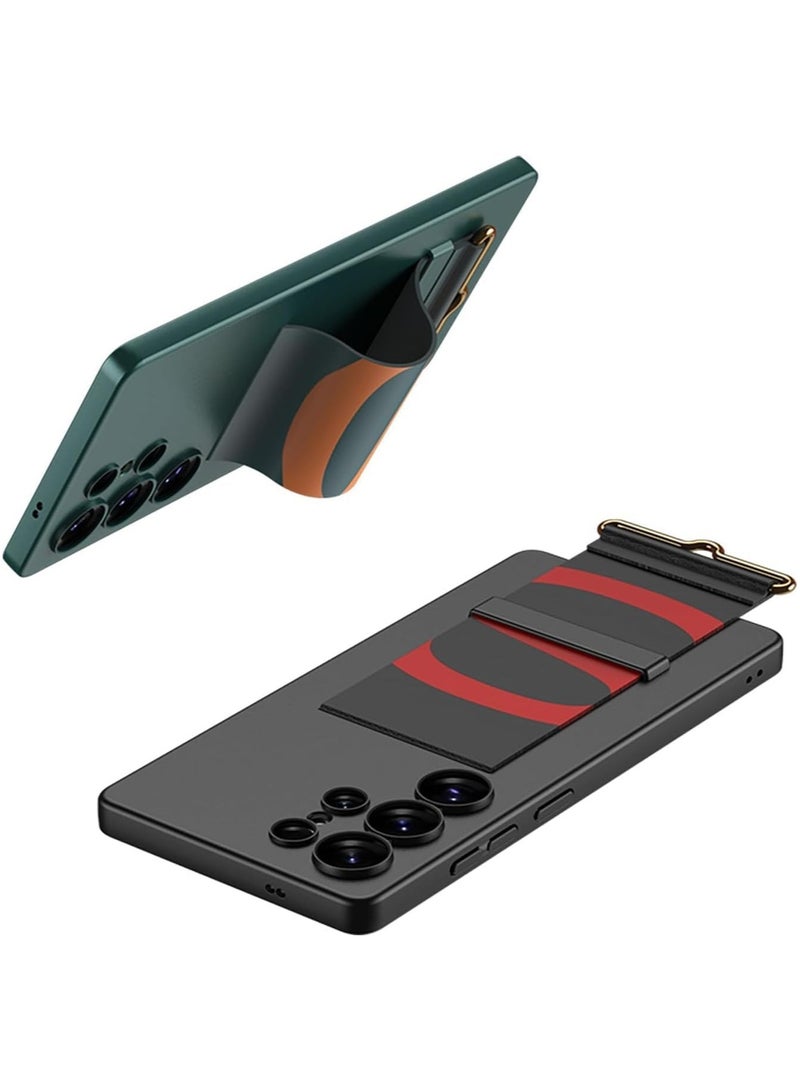 general Case for Galaxy S25  S25 Plus S25 Ultra, with Hand Strap Stand, Ultra-thin Hard Shockproof PC + Adjustable Polyurethane Leather Wristband Mobile Phone Case for S25  S25 Plus S25 Ultra 2025 - Image 2