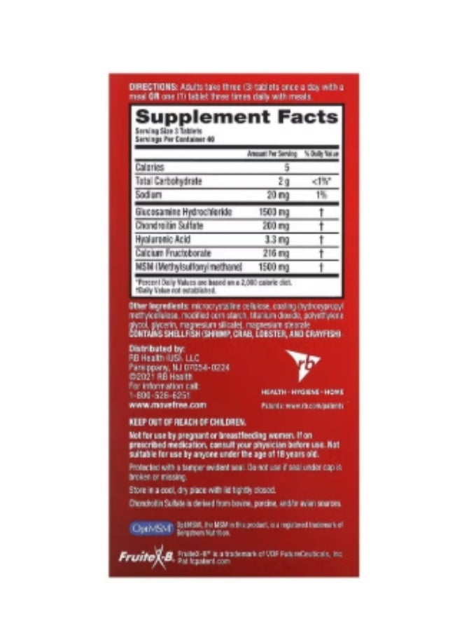 موف فري Advanced Plus MSM مع الجلوكوزامين، 120 قرصًا مغلفًا قد تختلف التعبئة والتغليف - Image 3