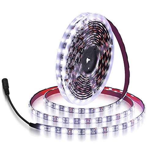 ALITOVE 16.4ft 5050 SMD Black PCB Cool White LED Flexible Strip Ribbon Light 5M 300 LEDs Waterproof IP65 DC 12V for Home Garden Commercial Area Lighting - Image 1