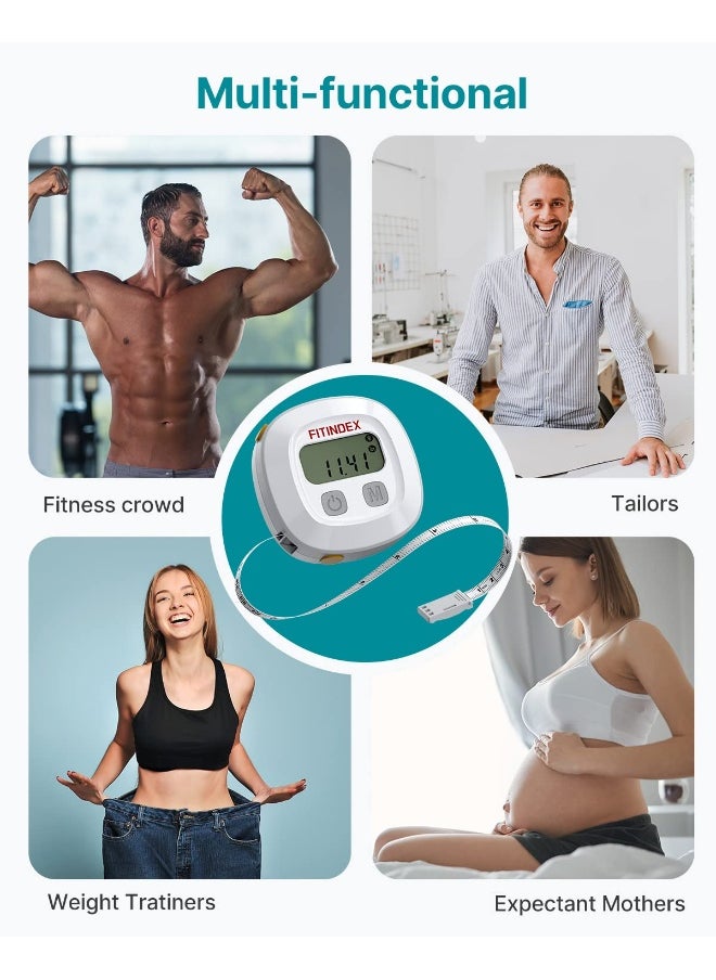 FITINDEX Smart Body Tape Measure,  Measuring Tape For Body With App, Retractable Double-Scale Ruler With Bluetooth For Weight Loss, Fitness, Body Building, Digital Lcd Monitor Display, InchAndCm  - Image 4
