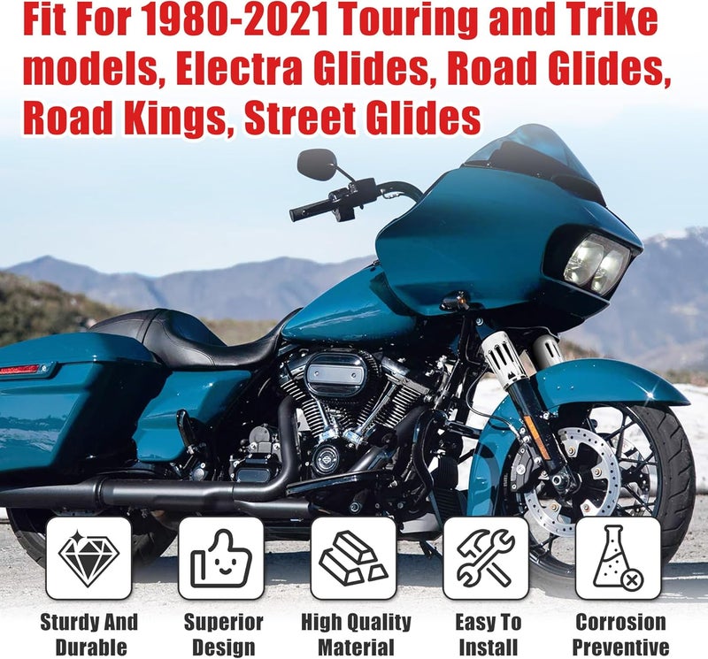 Goldfire Upper Fork Slider Covers Billet Fork Boot Slider Protective Shells Fit For Harley FLT FLHR FLHX FLHT COW Bells Touring Street Glide 1986-2019 Accessorie (Chrome Style) - Image 4