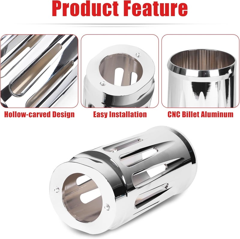 Goldfire Upper Fork Slider Covers Billet Fork Boot Slider Protective Shells Fit For Harley FLT FLHR FLHX FLHT COW Bells Touring Street Glide 1986-2019 Accessorie (Chrome Style) - Image 3