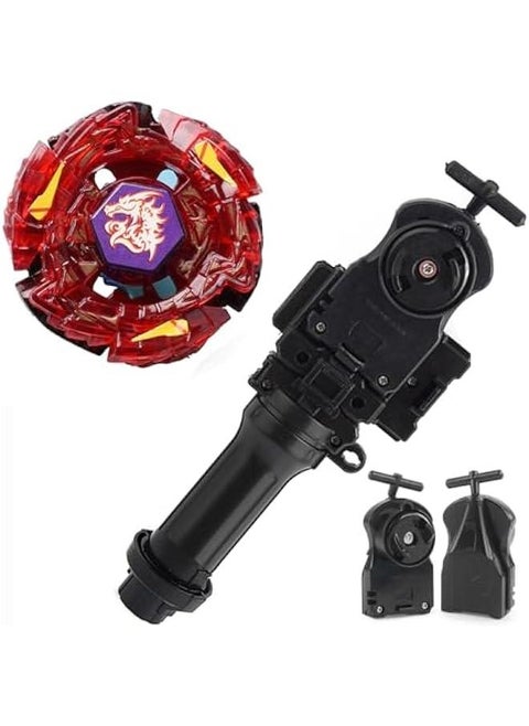 BB98 Red Meteo L-Drago Rush Battle Metal Fusion Spinning Top Battling Toy with String Launcher Booster Gyro Starter BeyLauncher & Launcher Grip (BB98)