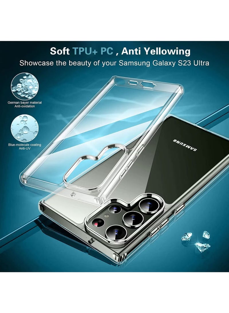 مجموعة حافظات Samsung Galaxy S23 Ultra 3 في 1 ، مع واقي شاشة ناعم ، وعدسة كاميرا وحافظة هاتف ، ومقاومة للسقوط ، ومضادة للاصفرار - Image 2