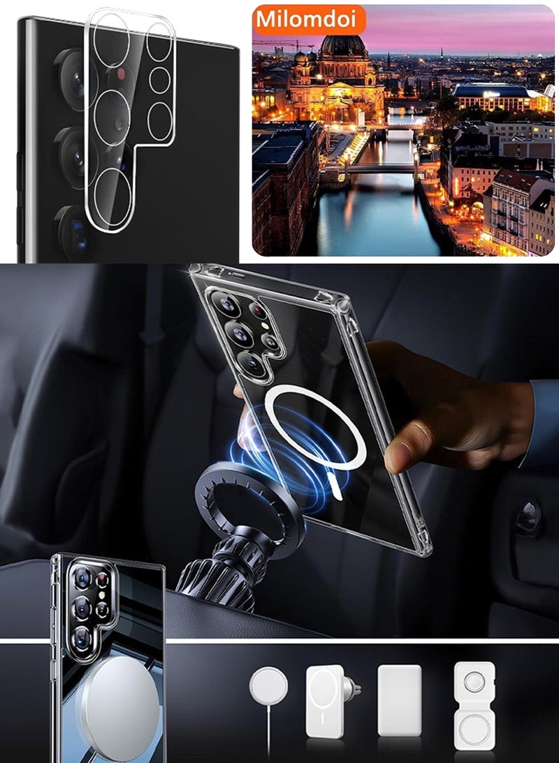 مجموعة حافظات Samsung Galaxy S23 Ultra 3 في 1 ، مع واقي شاشة ناعم ، وعدسة كاميرا وحافظة هاتف ، ومقاومة للسقوط ، ومضادة للاصفرار - Image 3