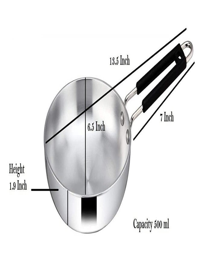 KITCHEN STORE Yours PRESENTPremium Aluminium Fry Pan, Silver 500 ML - Image 2