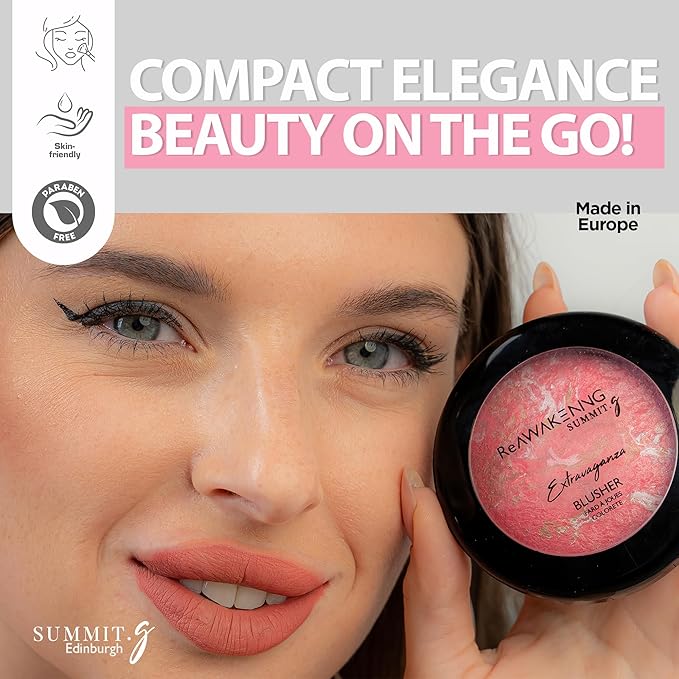 Summit.G SUMMITg Extravaganza MultiTone Highly Pigmented Paraben Free Skin Friendly Powder Blush AllDay Wear Powder Blusher Radiant Glow Buildable Makeup Formula Blendable Shimmery Finish Pink Gold 9g - Image 3