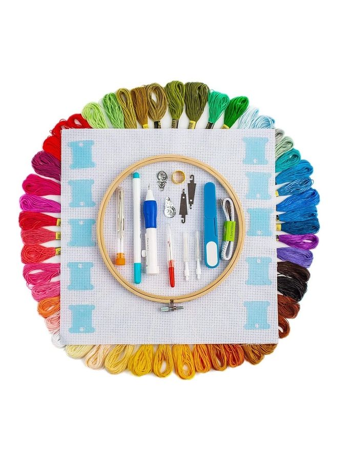 NIBEMINENT 50-Piece Hand DIY Embroidery Starter Kit Multicolour 23 x 20cm - Image 1