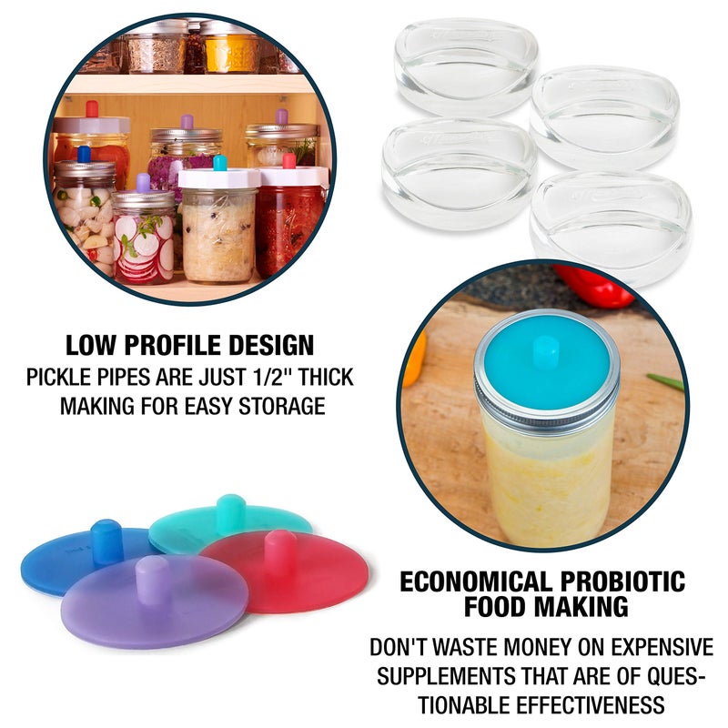 Masontops Pickle Pipes - Airlock Fermentation Lids - Fermentation Kit for Small Mouth Mason Jar Sauerkraut & Pickle Kit Fermentation Jar not Included - Image 4