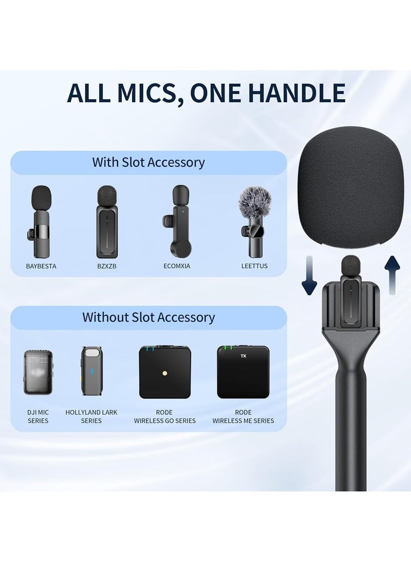 Gravity Wireless Interview Microphone Handheld Adapter – Wireless Lavalier Mic Handle Mount for Rode Wireless GO, DJI Mic, Hollyland Lark Lapel Mic, Ideal for Vlogging, Interviews, Podcasts & Reports - Image 3