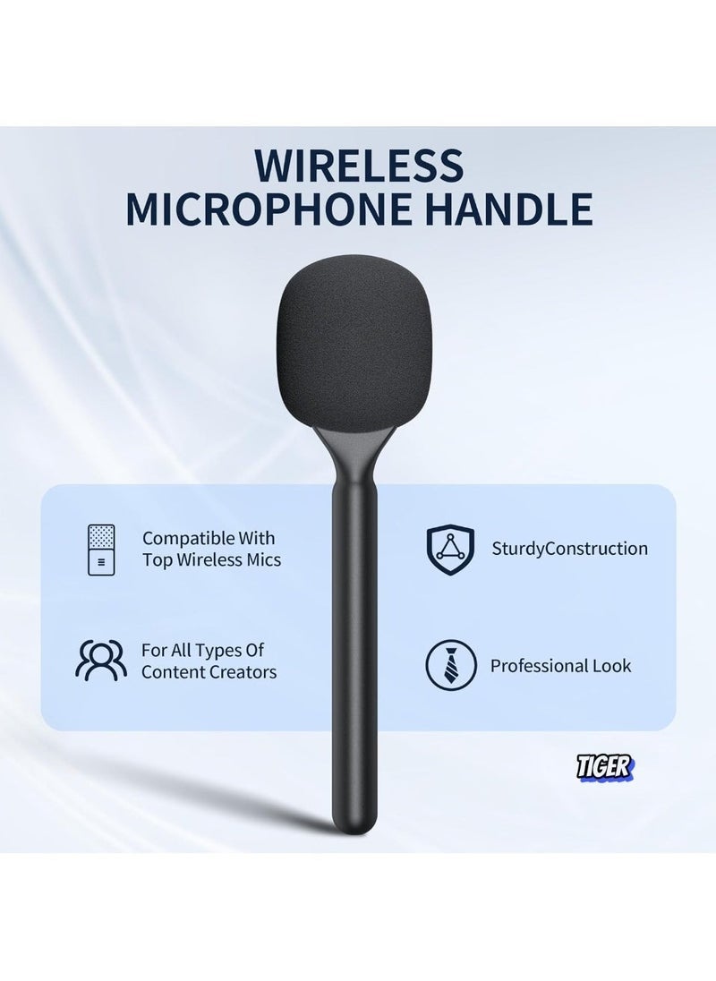 Gravity Wireless Interview Microphone Handheld Adapter – Wireless Lavalier Mic Handle Mount for Rode Wireless GO, DJI Mic, Hollyland Lark Lapel Mic, Ideal for Vlogging, Interviews, Podcasts & Reports - Image 2
