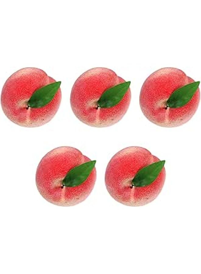 5Pcs Realistic Faux Peach Decor Set For Home Kitchen Party Display And Photography Props - Image 1