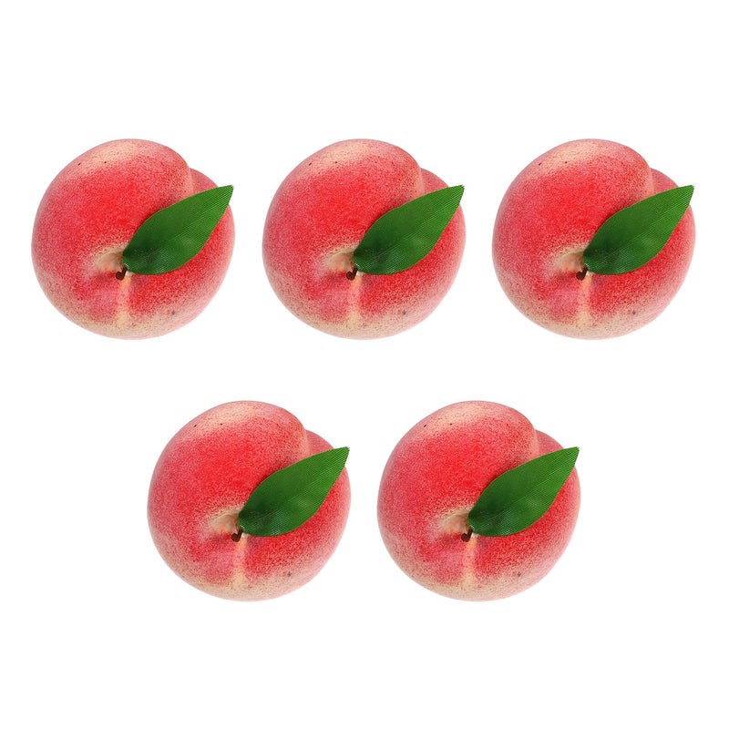 5Pcs Realistic Faux Peach Decor Set For Home Kitchen Party Display And Photography Props - Image 2