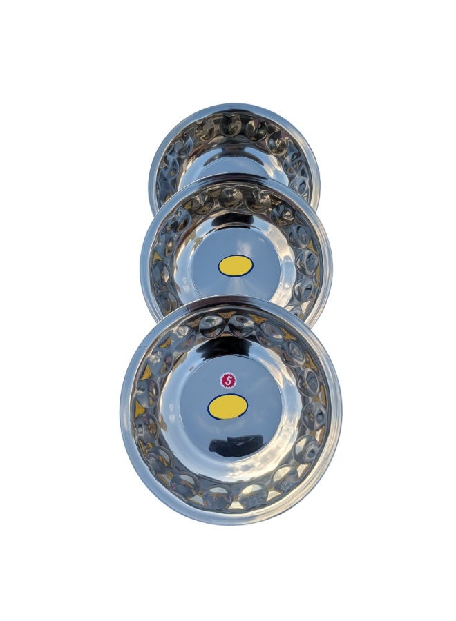 طبق تقديم طعام من الاستانلس ستيل لتقديم اطعمة مختلفة ومتنوعة 3 قطع - عملي ومتين للاستخدام - Image 1