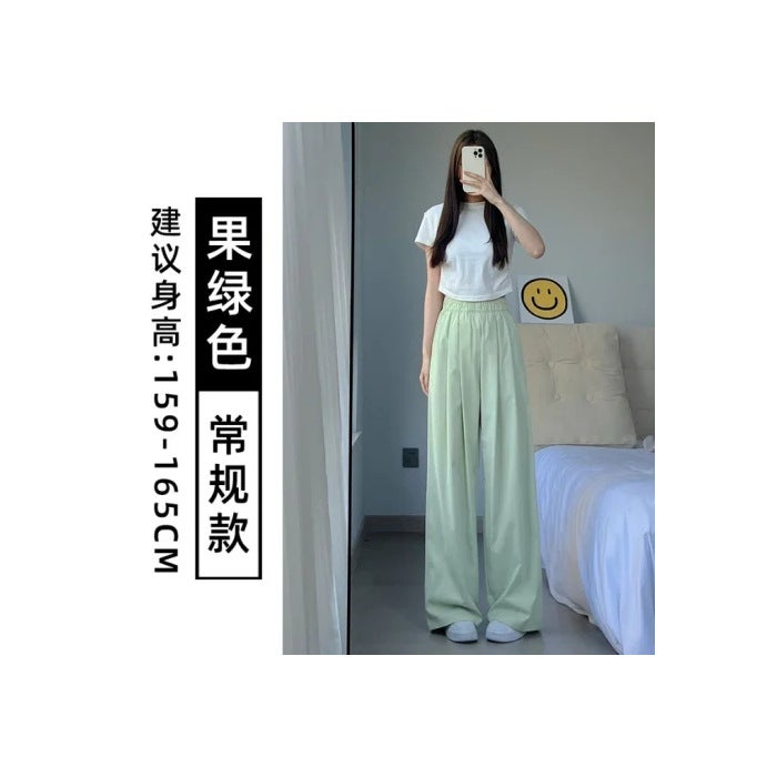 [Exclusive for Southeast Asian in stock original fabric] lazy casual pants cotton and linen wide leg pants summer Yamamoto pants Apple Green