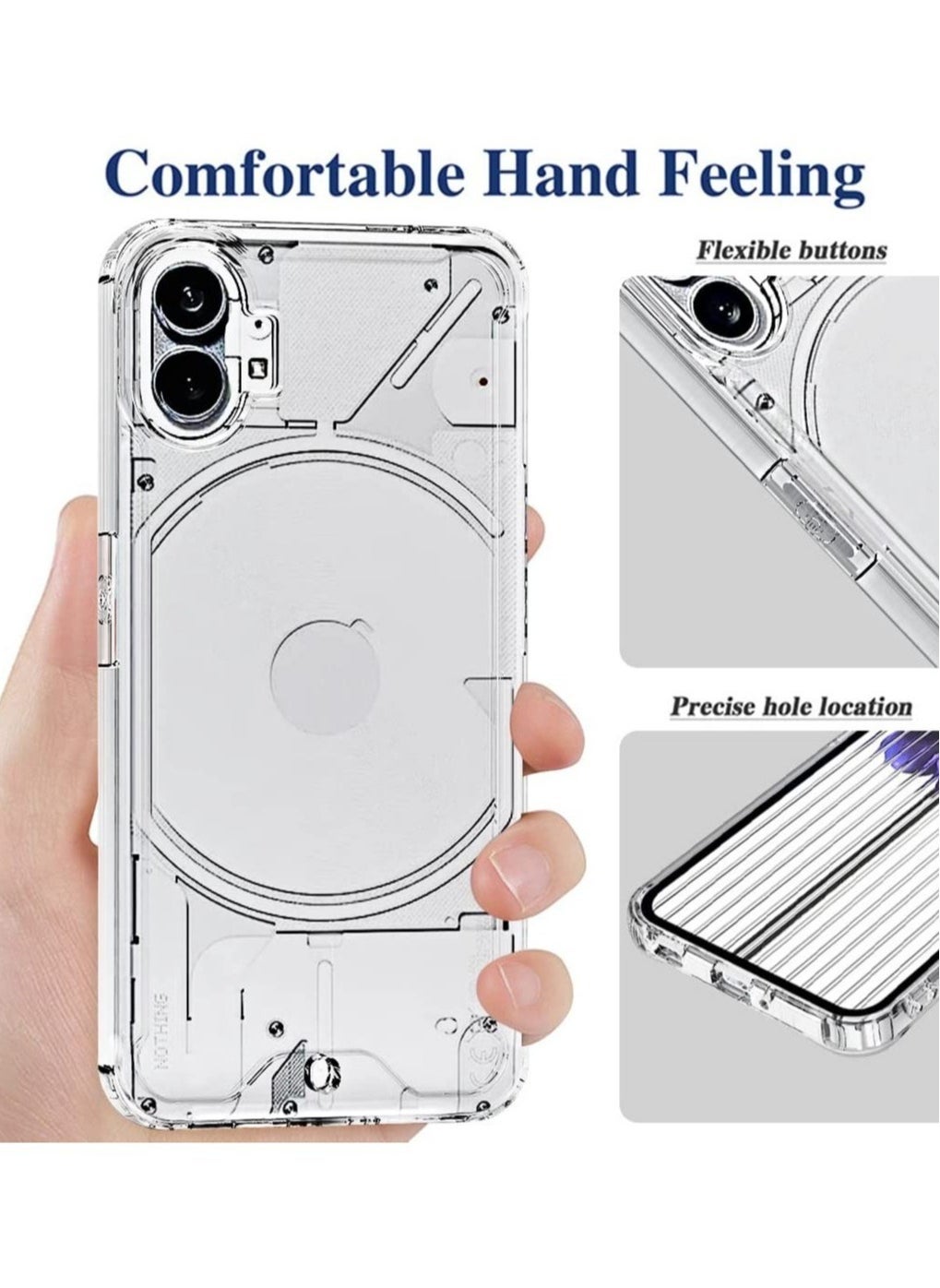 Nothing Phone 1 Case with Nothing Phone 1 Screen Protector Tempered Glass, Hybrid Shockproof Bumper Hard Acrylic + TPU Back Cover Phone Case