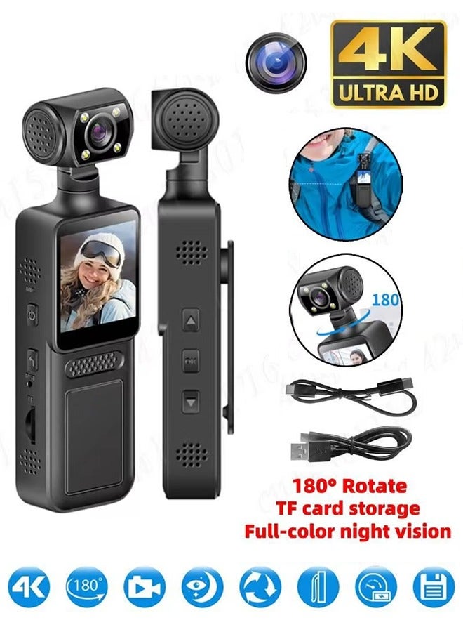 4K Ultra HD Action Camera, 180° Rotating WiFi Camera, Free 128GB Memory Card, Night Vision Wearable Camera, Rotatable Outdoor Video Recorder, Suitable for Sports Cycling Tour, VLOG, Travel Hiking  - Image 1