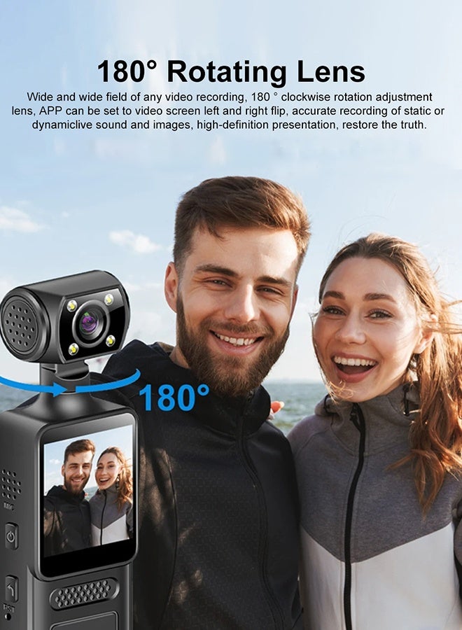 4K Ultra HD Action Camera, 180° Rotating WiFi Camera, Free 128GB Memory Card, Night Vision Wearable Camera, Rotatable Outdoor Video Recorder, Suitable for Sports Cycling Tour, VLOG, Travel Hiking  - Image 4