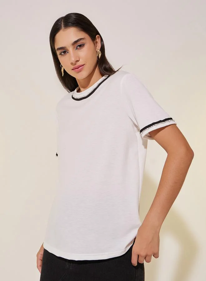 Take Two Embellished Round Neck Regular Fit T-Shirt