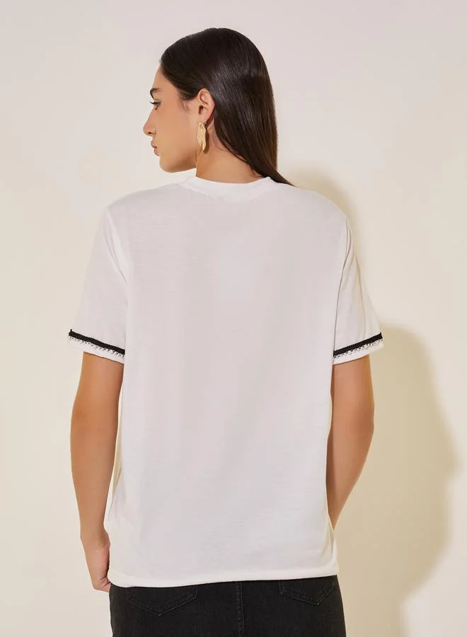 Take Two Embellished Round Neck Regular Fit T-Shirt