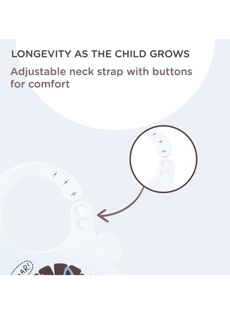 بولكاتوتس مريلة من السيليكون مقاومة للماء من Polka Tots مع جيب وأزرار كبس قابلة للتعديل - أسد - Image 3