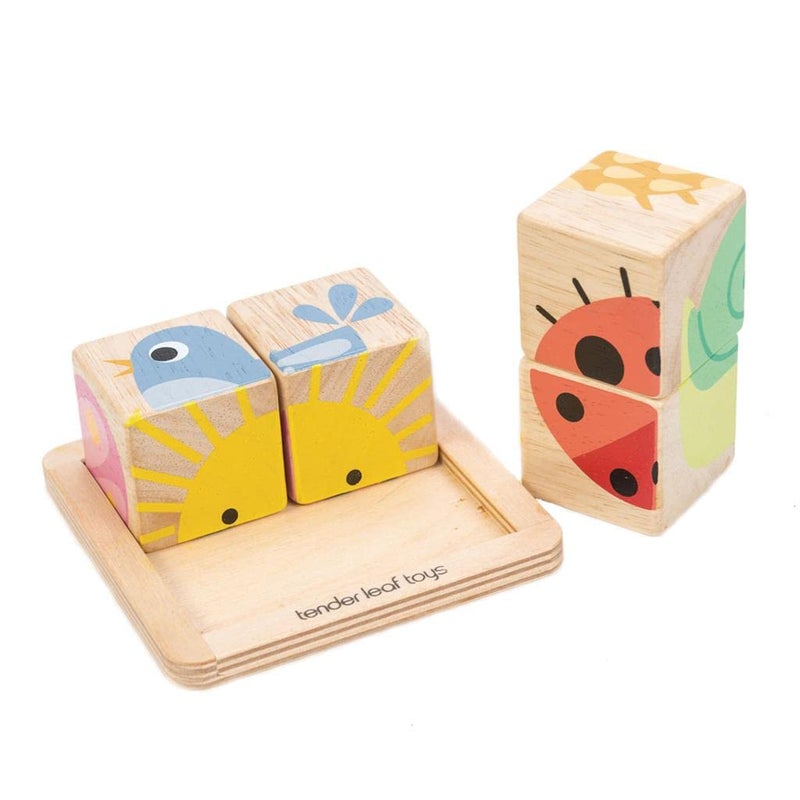 Tender Leaf Toys - Baby Blocks - 5 Pieces My First Wooden Jigsaw Puzzle with Storage Tray for Toddlers 18M+ - Image 5