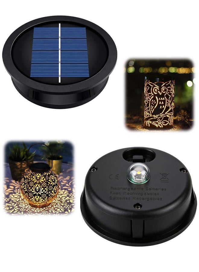 Solar Light Top 8cm for Outside Lanterns 2 Pack, 2V 600mAh Waterproof LED Solar Replacement Panels with Warm White Light for Outdoor Hanging Garden Lantern Lamp - Image 1