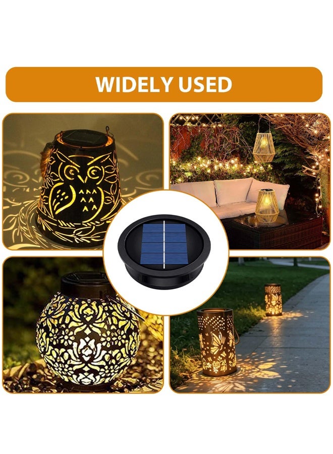 Solar Light Top 8cm for Outside Lanterns 2 Pack, 2V 600mAh Waterproof LED Solar Replacement Panels with Warm White Light for Outdoor Hanging Garden Lantern Lamp - Image 5