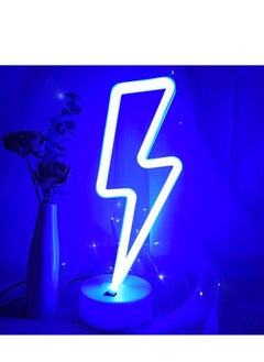 14 inch blue lightning bolt design LED neon sign