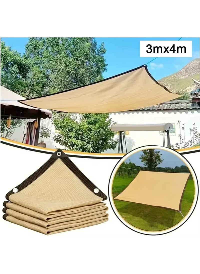 TAPIT 3mx4m Sun Shade Sail Shade Cloth Sunshade Net, Sunblock Net UV Block for Garden Patio Waterproof Outdoor Canopy, Shade Sails for Plants Greenhouse Pergola Kennel Chicken Coop  - Image 1