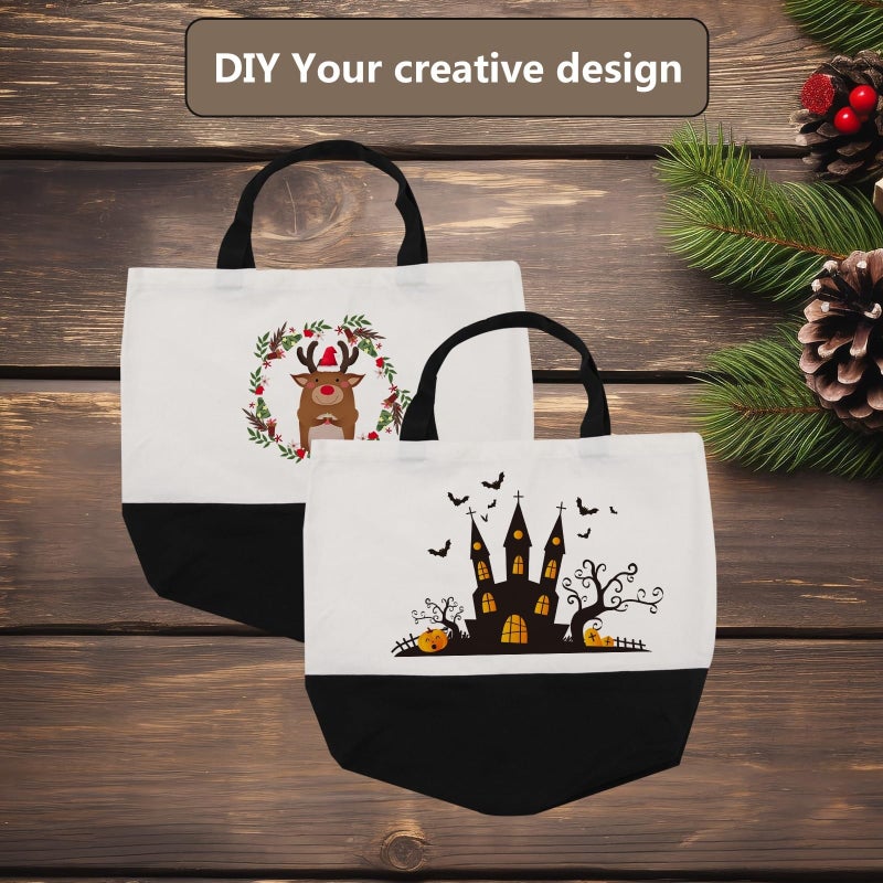 OKBA OKBA 10 pcs Sublimation Tote Bags,polyester tote bags for sublimation, blank canvas tote bags for DIY Crafting and Decorating (10, Black/White)  - Image 5