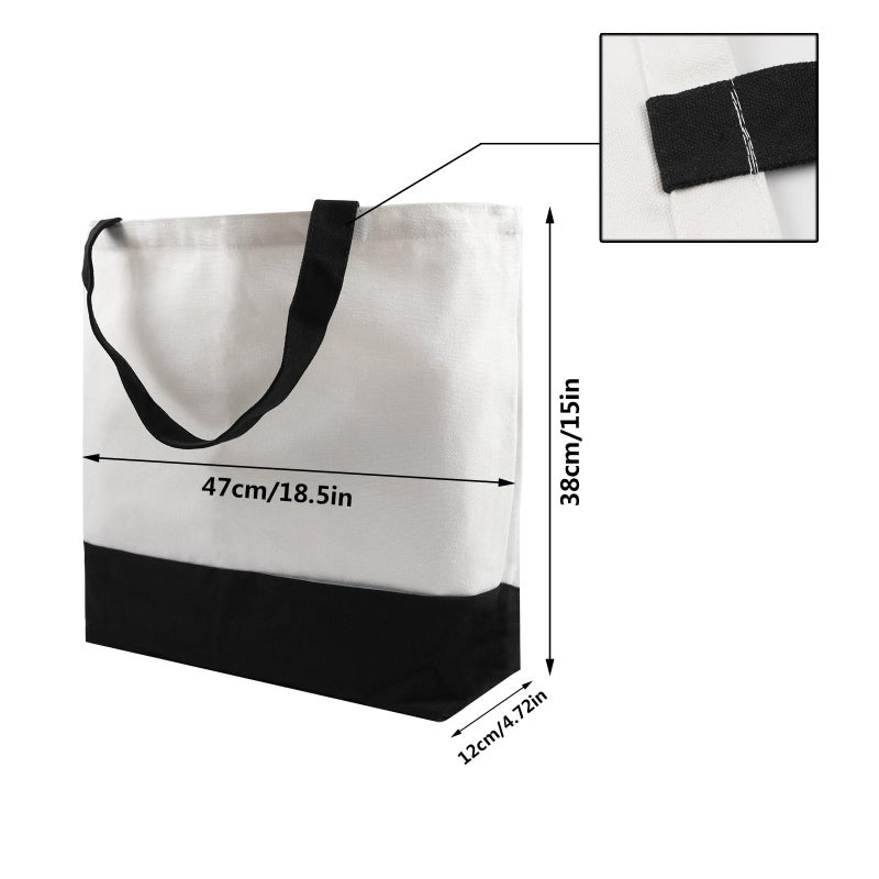 OKBA OKBA 10 pcs Sublimation Tote Bags,polyester tote bags for sublimation, blank canvas tote bags for DIY Crafting and Decorating (10, Black/White)  - Image 2